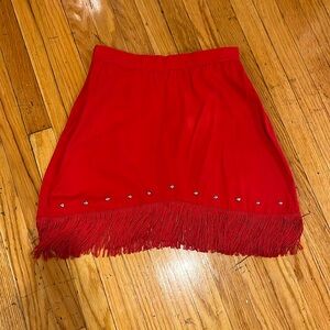 SOLD Red fringe punk cowgirl miniskirt
